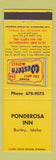 Matchbook Cover - Ponderosa Inn Burley ID Best Western