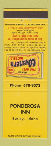 Matchbook Cover - Ponderosa Inn Burley ID Best Western