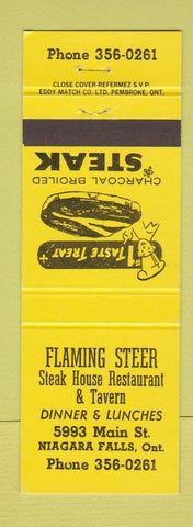Matchbook Cover - Flaming Steer Steak House Niagara Falls ON