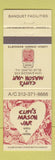 Matchbook Cover - Cliff's MasonJar Blue Island IL