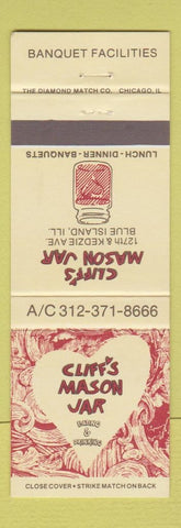 Matchbook Cover - Cliff's MasonJar Blue Island IL