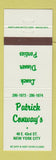 Matchbook Cover - Patrick Conway's New York City restaurant