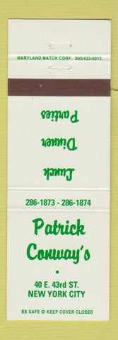 Matchbook Cover - Patrick Conway's New York City restaurant