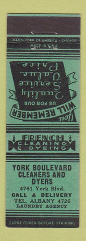Matchbook Cover - York Boulevard Cleaners Dyers