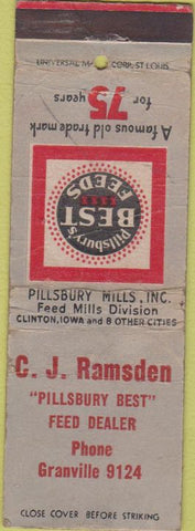 Matchbook Cover - Pillsbury Feeds CJ Ramsden WORN