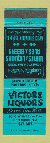 Matchbook Cover - Victors Liquors Barrington NJ