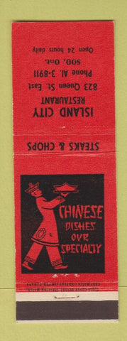 Matchbook Cover - Island City Restaurant Chinese Sault Ste Marie ON