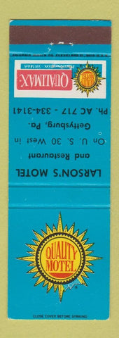 Matchbook Cover - Quality MOTel Larson's Motel Gettysburg PA