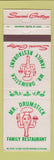 Matchbook Cover - Mr Drumstick restaurant chicken Christmas