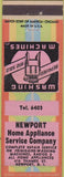 Matchbook Cover - Newport Appliances Washing Machines Newport RI