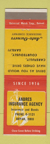 Matchbook Cover - Andres Insurance Agency Bryan OH