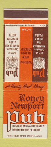 Matchbook Cover - Roney and Newport Pub Miami Beach FL