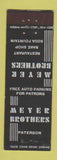 Matchbook Cover - Meyer Brothers Restaurant Paterson NJ