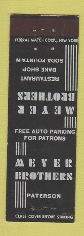 Matchbook Cover - Meyer Brothers Restaurant Paterson NJ
