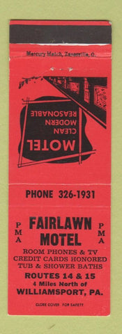 Matchbook Cover - Fairlawn Motel Williamsport PA