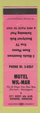 Matchbook Cover - Motel Wil Mar Eugene OR