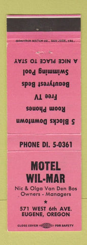 Matchbook Cover - Motel Wil Mar Eugene OR