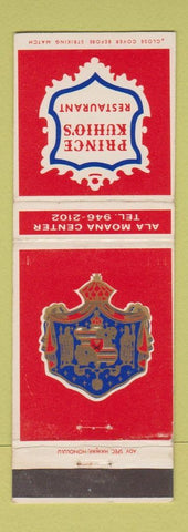 Matchbook Cover - Prince Kuhio's Restaurant Honolulu Hawaii