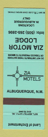 Matchbook Cover - Zia Motor Lodge Albuquerque NM