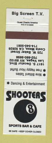 Matchbook Cover - Shooters Bar Cafe billiards Costa Mesa CA Las Vegas NV