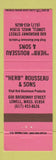 Matchbook Cover - Herb Rousseau & Sons Vinyl Aluminum Siding? Lowell MA