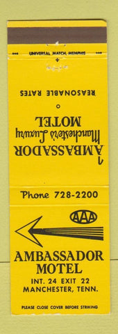 Matchbook Cover - Ambassador Motel Manchester TN