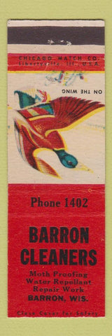 Matchbook Cover - Barron Cleaners WI low phone #