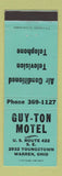 Matchbook Cover - Guy Ton Motel Warren OH