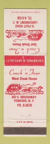 Matchbook Cover - Coach n Four Steak House Larchmont Yonkers NY