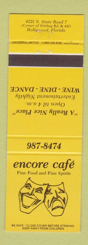 Matchbook Cover - Encore Cafe Hollywood FL