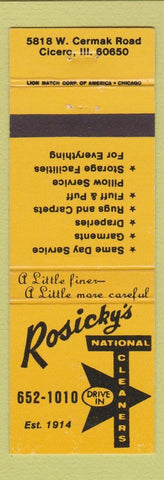 Matchbook Cover - Rosicky's National Cleaners Cicero IL