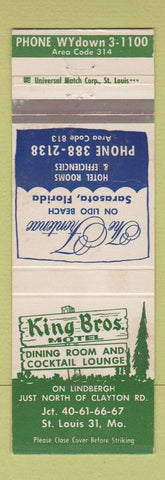 Matchbook Cover - King Bros The Frontenac Hotel Sarasota FL St Louis Route 66