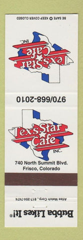 Matchbook Cover - Tex's Star Cafe Frisco Colorado