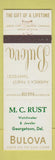 Matchbook Cover - Bulova Watches MC Rust Georgetown DE jewelry