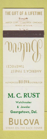 Matchbook Cover - Bulova Watches MC Rust Georgetown DE jewelry