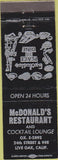 Matchbook Cover - McDonald's Restaurant Live Oak CA