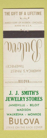 Matchbook Cover - Bulova Watches Smith's Janesville Beloit Madison Monroe WI