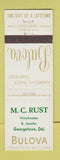Matchbook Cover - Bulova Watches MC Rust Georgetown DE jewelry