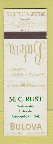 Matchbook Cover - Bulova Watches MC Rust Georgetown DE jewelry