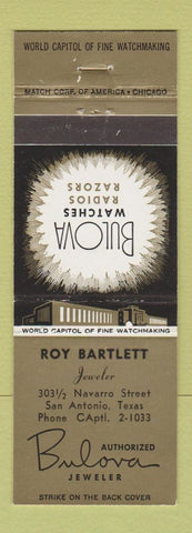 Matchbook Cover - Bulova Watches Roy Bartlett San Antonio TX