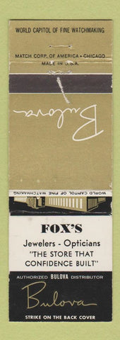 Matchbook Cover - Bulova Watches Fox's Port Huron MI WEAR