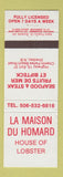 Matchbook Cover - Homard Lobster Shediac NB