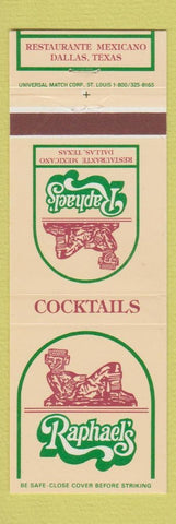 Matchbook Cover - Raphael's Restaurant Dallas TX Mexican