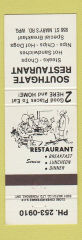 Matchbook Cover - Southgate Restaurant Winnipeg MB
