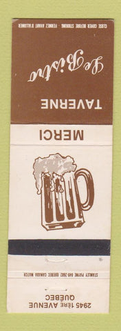 Matchbook Cover - Taverne LE Bistro Quebec QC