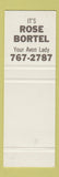 Matchbook Cover - Rose Bortel Avon Lady