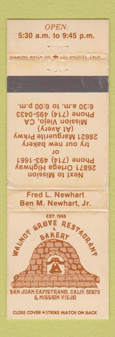Matchbook Cover - Walnut Grove Restaurant Mission Viejo CA WORN