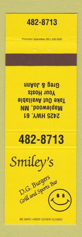 Matchbook Cover - Smiley's DG Hamburgers Maplewood MN