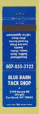 Matchbook Cover - Blue Barn Tack Shop horse riding Corland NY