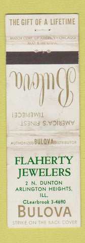 Matchbook Cover - Bulova Watches Flaherty Arlington Heights IL WORN
